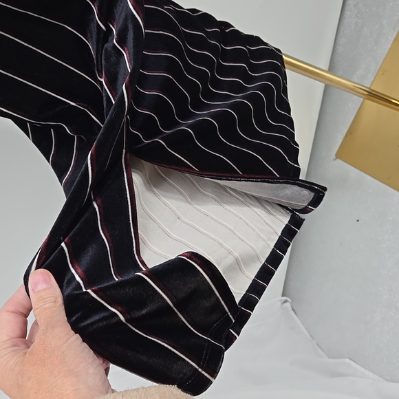 Leith Dress Velvet Striped Slits Both Sides V Neck Strappy Midi Dress Size XS - Picture 13 of 16